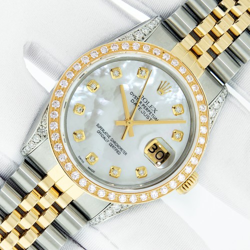 Reloj para Hombres Rolex Datejust Mop Cuadrante Diamante Acero y Oro 18k Bisel Diamante 36mm - Imagen 2 de 9