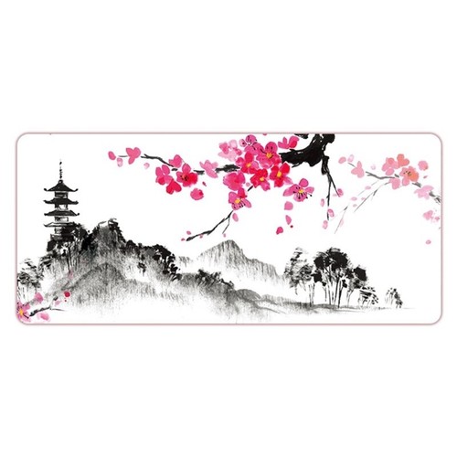 Chinese Hills Plum Blossom Gaming Mouse Pad , Extended Stitched Edges Mousepad - Photo 3/9