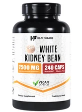 White Kidney Bean Extract 7,500 mg | 240 Capsules Pure Carb Blocker HEALTHFARE