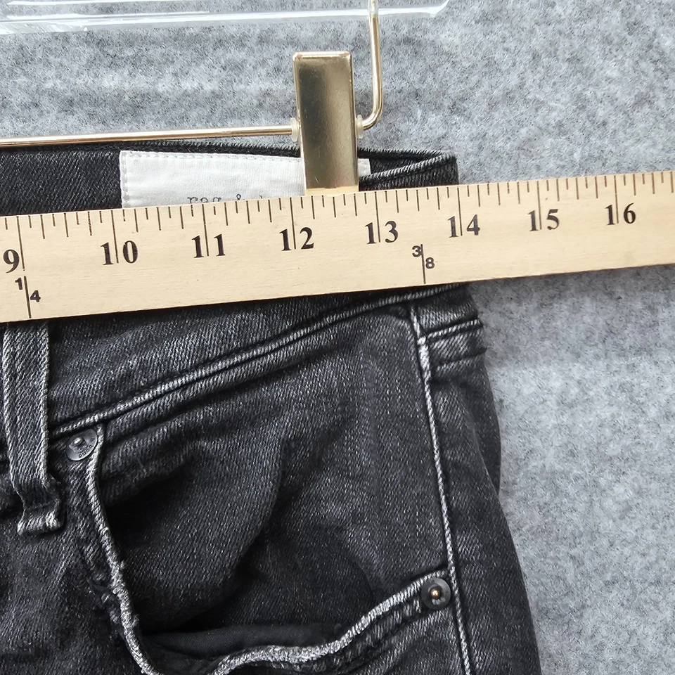 RAG BONE Jeans Women 30 Black Fit Skinny Button Fly Distressed Rocker Tall 28x33 - Image 4 of 4