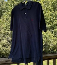 Polo by Ralph Lauren Casual Collared Short Sleeve Polo Shirt Mens XL Navy Blue