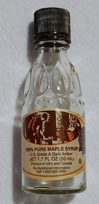 Vtg -Maple Grove Farms Mini Maple Syrup EMPTY Bottle US Grade A- Full 1.7 fl oz.