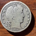 2 Half Dollars 90% Silver (1) Barber & (1) Walking Liberty Circulated Ungraded