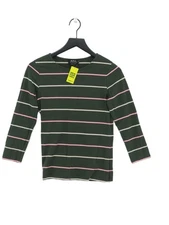 A.P.C. Women's Top S Green Striped 100% Cotton 3/4 Sleeve Crew Neck Jersey