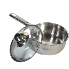 Kirby & Allen 1 Qt Sauce Pan Flat Bottom Stainless Steel With Vented Glass Lid