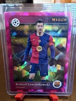 Robert Lewandowski 2024-25 Topps Merlin UCC Pink Atomic Refractor Base /199 #96