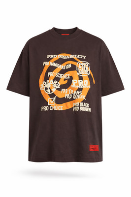 CHNGE Herren Pro Unterstützung Statement Rundhals Aufdruck Kurzärmlig Tee Brown,
