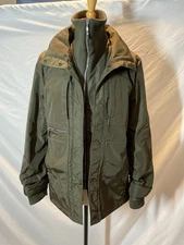 POSTCARD, ITALIAN LUXURY WOMEN’S SKI JACKET, OLIVE GREEN, W/KNIT DETAIL, US 6