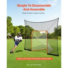 Hockey and Lacrosse Goal Backstop, 12x9 ft Lacrosse Net with Extended Coverage,