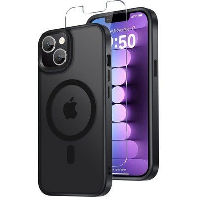 Funda Magnetica Para iPhone 13 6.1'' MagSafe Case Negro Con Protector De Pantalla