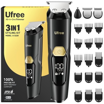 Ufree 3 in 1 Beard Trimmer for Men IPX6 Waterproof Electric Razor Shaver Hair