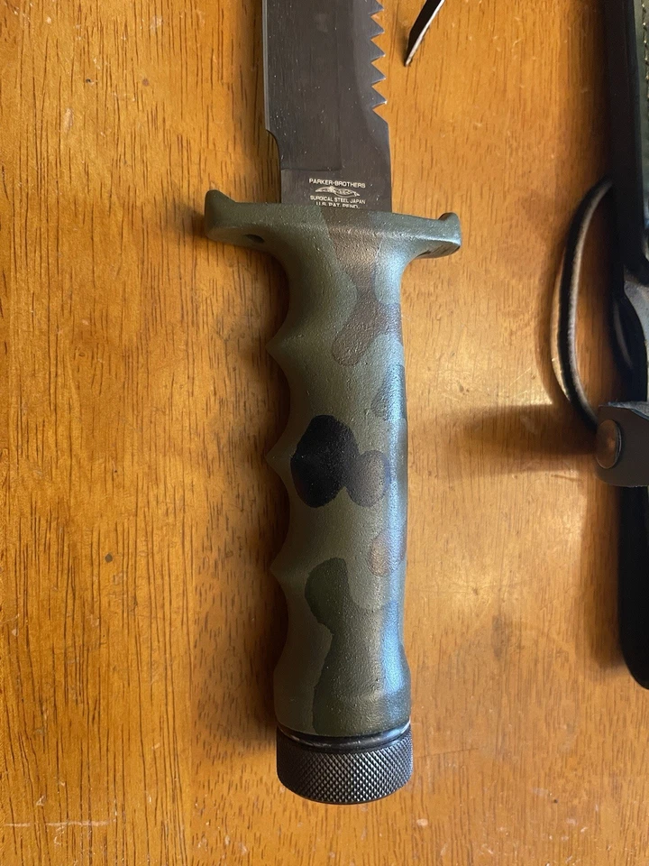 PARKER JAPAN K-342 C Survival Knife 2 COMBAT KNIFE SHEATH VINTAGE KNIVES 6” Camo - Image 3 of 4