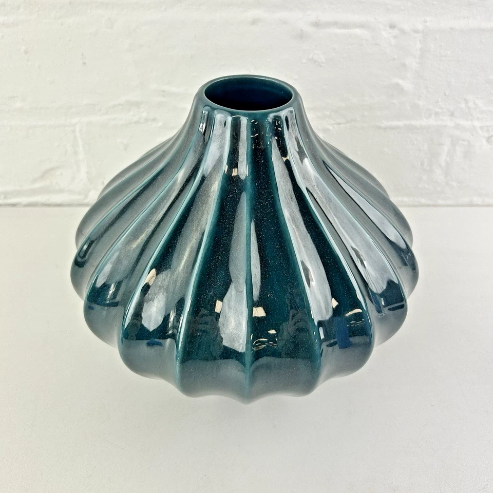 Rare Abode by Poole Pottery Decorative Teal Blue Vase #254 - Image 2 of 4