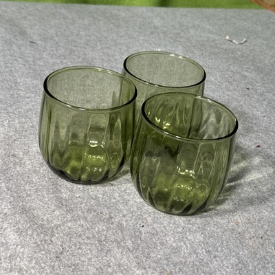 VTG Libby Glass 6 Ounce Avocado, Green Juice Tempo Roly Poly Glass Set Of 3 ￼
