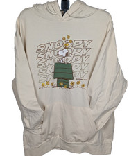 Peanuts Snoopy 1950 Hoodie Cream w/Snoopy, Woodstock on Doghouse Size 3XL