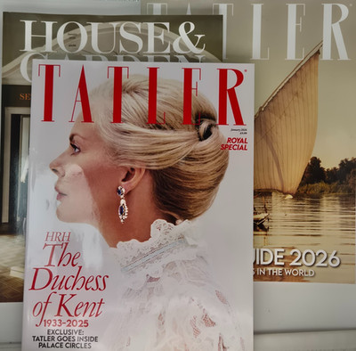 Tatler magazine Jan 2026 Duchess of Kent, Travel Guide + House & Garden Jan