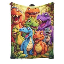 Cartoon Dinosaur Print Flannel Blanket Soft cute boys gift All-Season Washable
