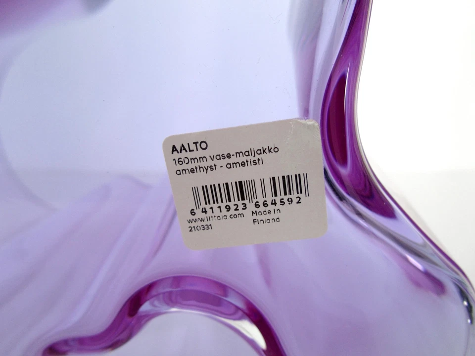 GLAS Vase ALVAR AALTO ... SAVOY Amethyst ... Iittala Finnland 16 cm - Bild 3 von 4