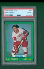 1973 O-Pee-Chee Hockey Card - #163 Bill Collins, PSA 8 NM/MT