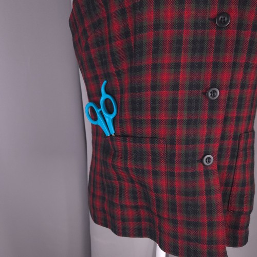 Vintage Eddie Bauer Vest Womens Small Red Plaid Wool Button Waistcoat Holiday - Picture 3 of 15