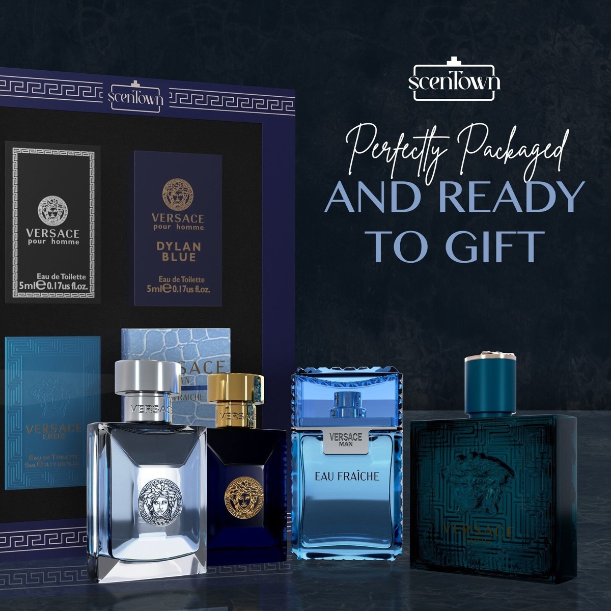 Versace Miniature Variety Bundle of 4 Small Versace Perfume for