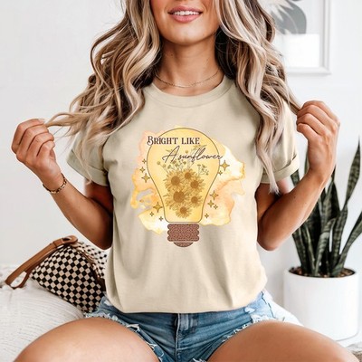 Bright Like A Sunflower Damen T-Shirt Sonnenblumen Blumen Geschenk für Sie