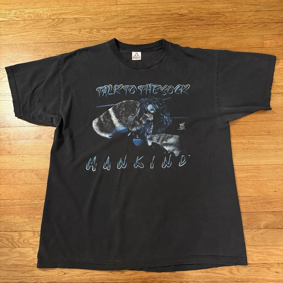 Camisa De Lucha De Colección Rara 1998 WWF WWE Talk To The Sock Humand Talla XXL 90s Rap Foto 2 de 4