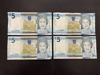 States Of Jersey £5 Pounds "Elizabeth II" Banknote Set (4) LOT: 2308 010