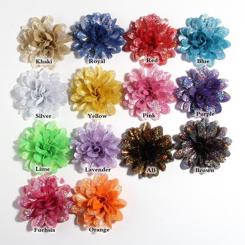 120 PIEZAS 8CM 3.1" Tela Metálica Artificial Flor Para Cabello Accesorios Boutique - Imagen 2 de 10