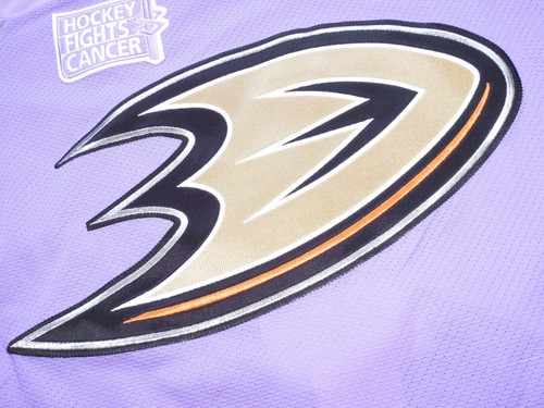 Camiseta de Colección 2015 ANAHEIM DUCKS TEAM EMITIDA REEBOK HOCKEY PELEAS CÁNCER CALENTAMIENTO NUEVA CON ETIQUETAS