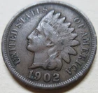1902 US Small Cent Indian Head Coin. 1 PENNY 1p 1c (U225R)