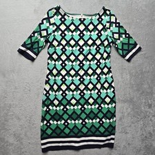 Eliza J Dress Womens 8 Shift Geometric Short Sleeve Exposed Zipper Lined Stretch