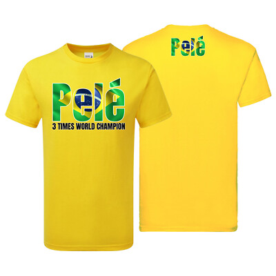 Pele 3x World Champion Tshirt Mens Fanmade Merchandise Edson Nascimento BRASIL
