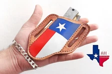  HAND MADE PURE LEATHER HORIZONTAL SHEATH FOR FOLDING POKET KNIFE AH-