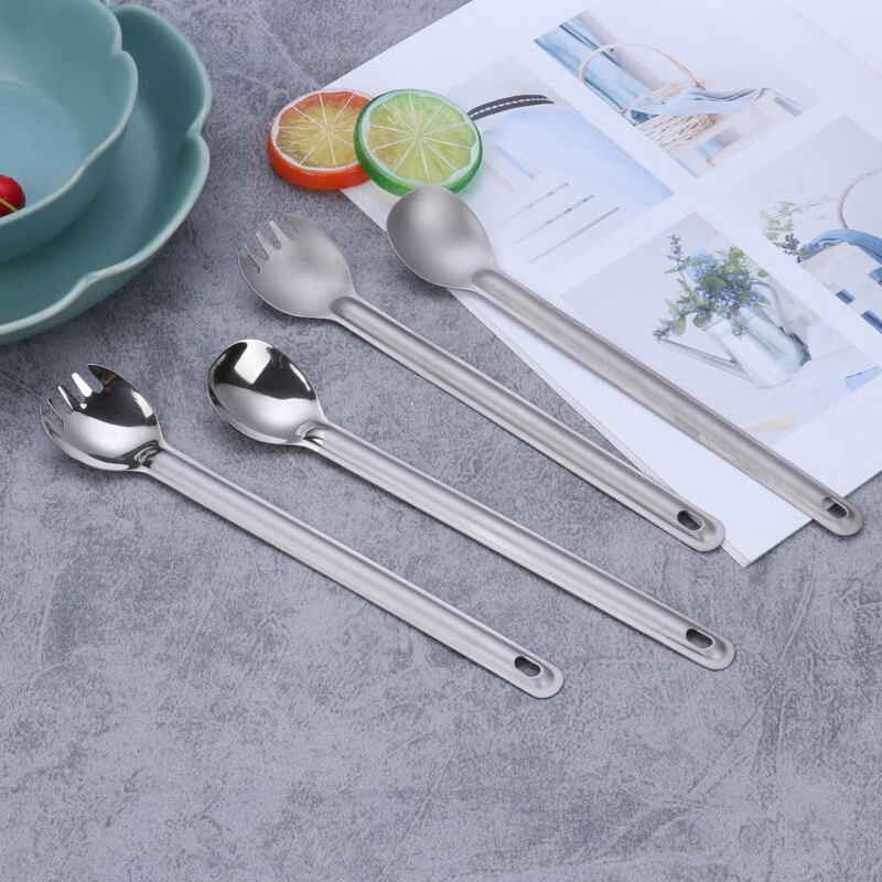 SLV-11 - Camping Outdoor Titanium Long Handled Spoon with Polished Bowl - Image 2 of 4