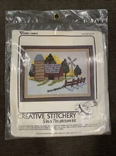 Vtg Vogart Crafts Crewel Stitchery Embroidery Kit 2109 Barn Scene New