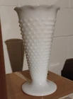 Vintage Anchor Hocking White Milk Glass Hobnail Dot Dash Vase 9 1/4"