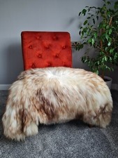 Real Sheepskin Rug Brown/Mouflon Genuine Natural Pelt Soft Very Large 125 cm