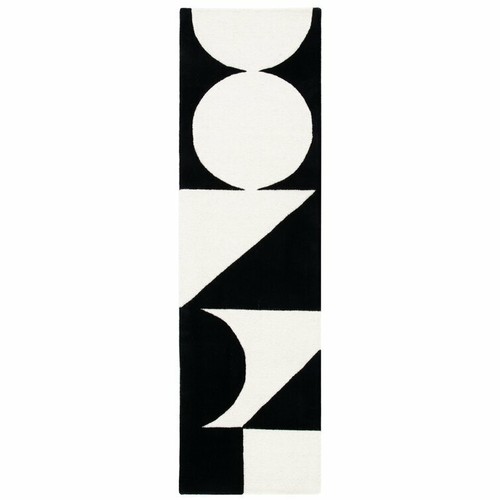Dave Geometric Black & White Hand-Tufted 100% Wool Soft Area Rug Carpet - Picture 6 of 12