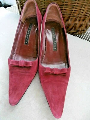 PURA LOPEZ Escarpins daim bordeaux taille 36 - Photo 1/4
