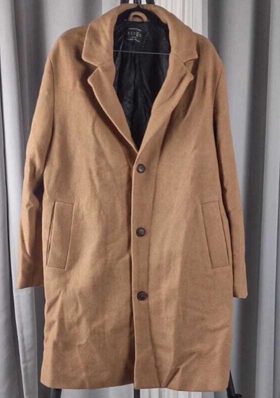 Urban Outfitters Men's Wool Blend Brown 3 Button 2 Pocket Trench Coat Size Large - Image 2 of 4