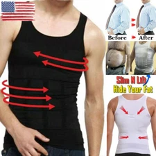 Slimming Body Shaper Vest Mens T Shirt ABS Abdomen Compression Workout Tank Tops