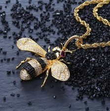 Image of New Honey Bee pendant Necklace Yellow Gold Tone Beautiful Gift with Chain