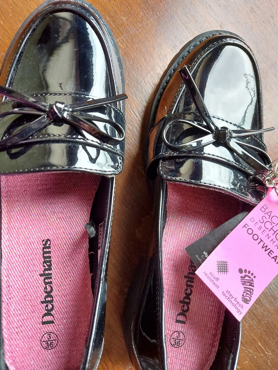Debenhams Girls Black Leather School Shoes Size 4