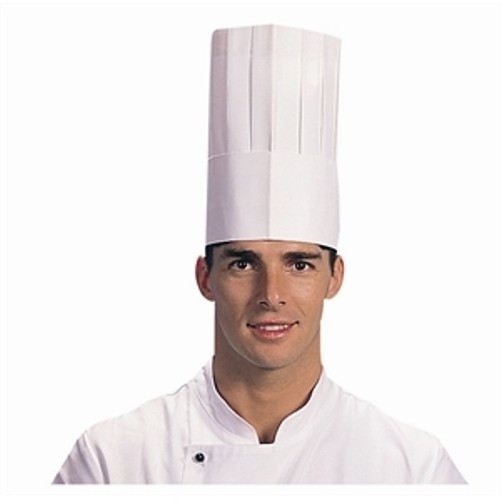 10 x Chef Hats White Paper Disposable 9" 23cm Tall Adjustable One Size Fits All