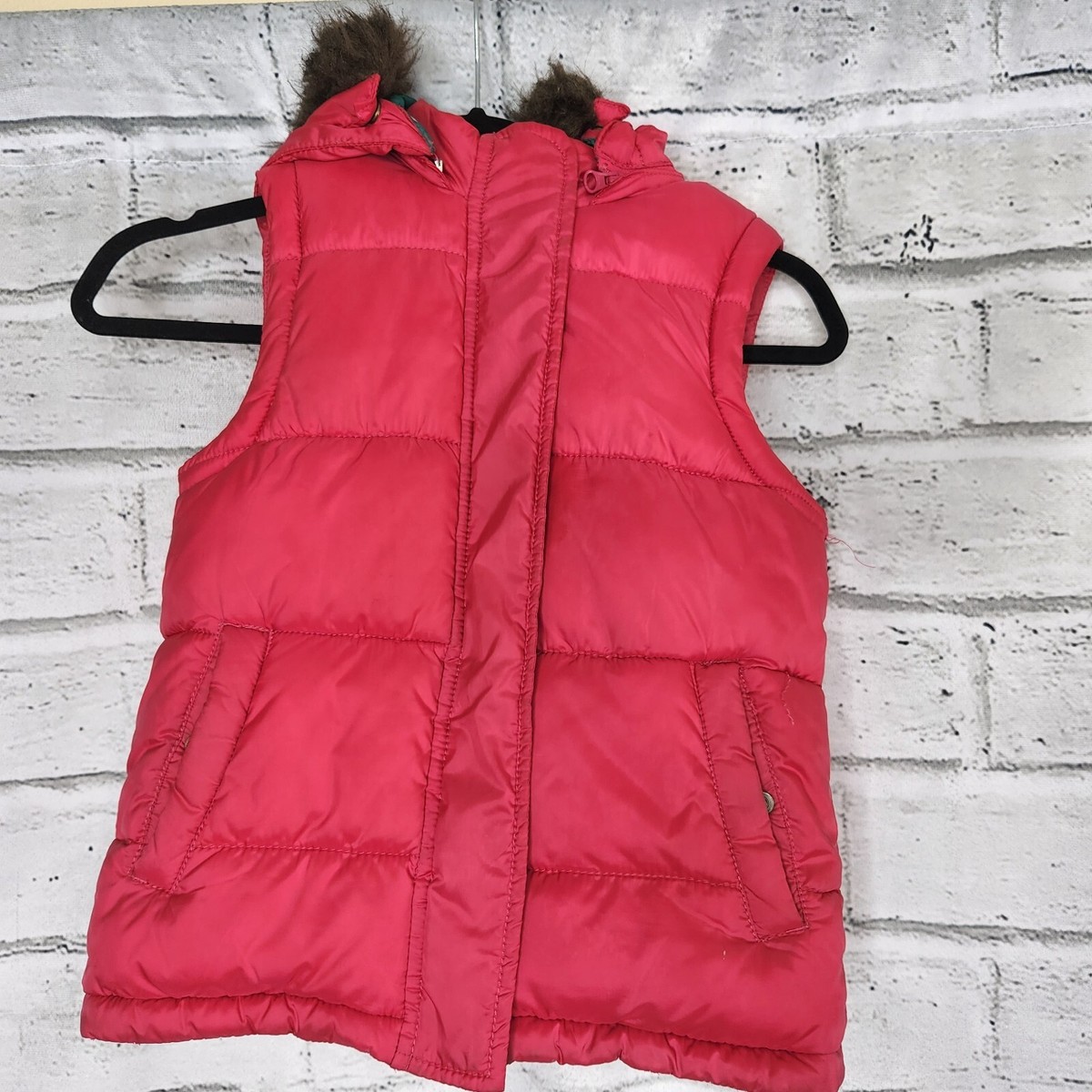 Mini Boden Pink Hooded Full Zip Jacket Puffer Vest Girls 6-7 Coat