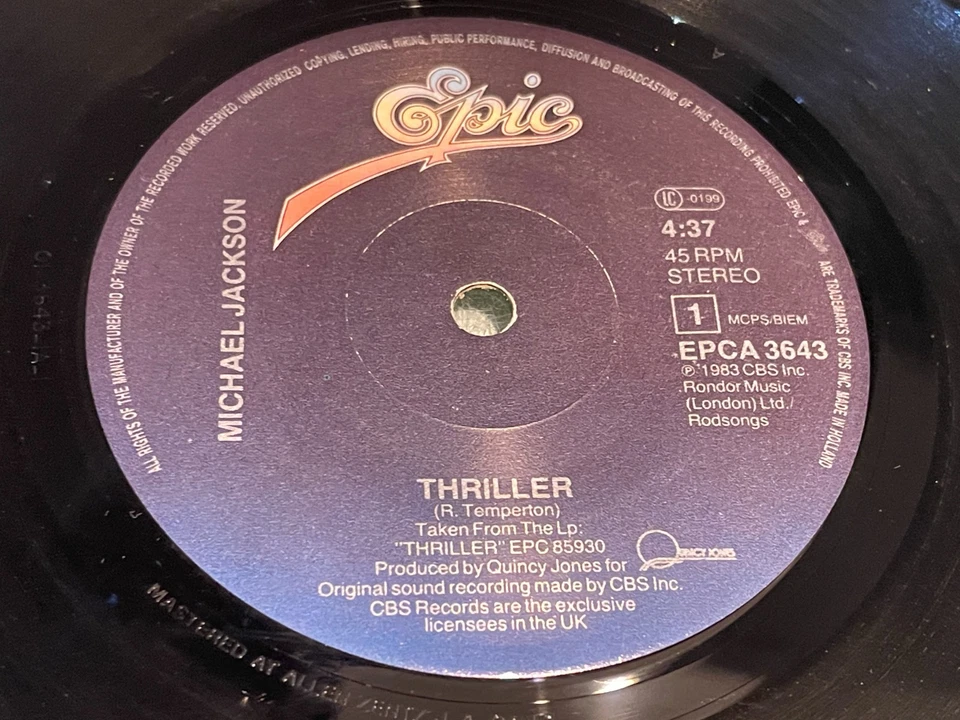 Michael Jackson - Thriller - Things I Do For You - Vinyl Record 7" Single - 1983 - Image 4 of 4