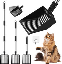 Long Handle Cat Litter Scoop, Detachable  Adjustable Metal Scooper with Deep Si