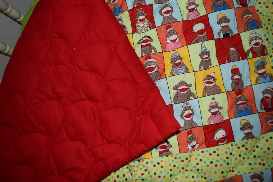 NUEVO JUEGO DE ROPA DE CAMA PARA CUNA HECHO/CON CALCETÍN FUNKY TELA MONO Foto 4 de 4