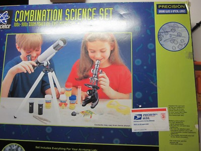 Toys R US EDU Combination Science Set Kit Telescope X40 Microscope X900 Combo